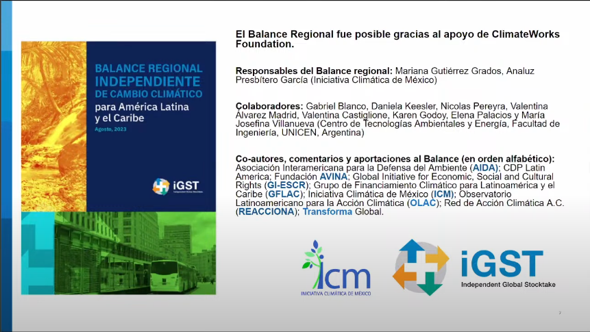 Primer Balance regional independiente de cambio climático para América Latina y el Caribe